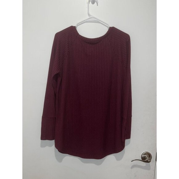 Chaser Burgundy Thermal Waffle Long-Sleeve  Women's Top Size XL - Picture 5 of 8